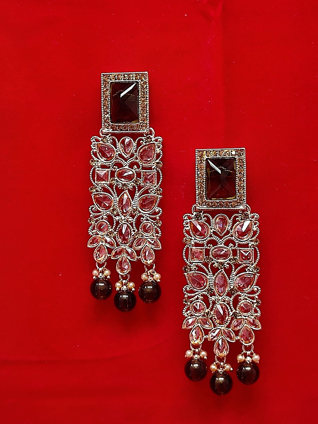 

CRAYTON Gold-Plated Square Drop Earrings, Olive
