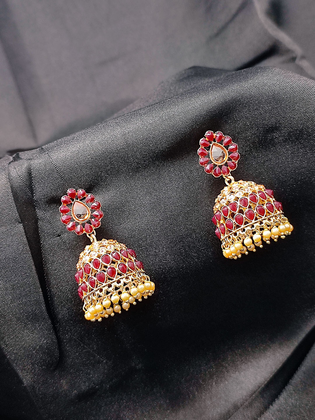 

CRAYTON Gold-Plated Dome Shaped Jhumkas Earrings