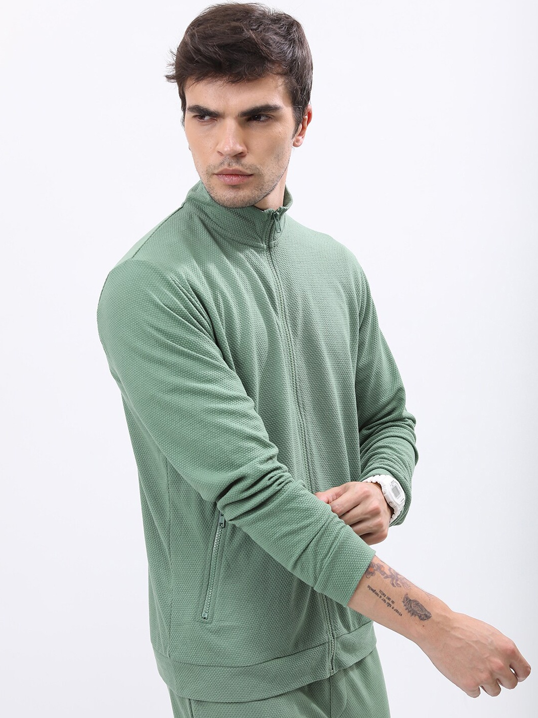

HIGHLANDER Mock Neck Tailored Jacket, Sea green