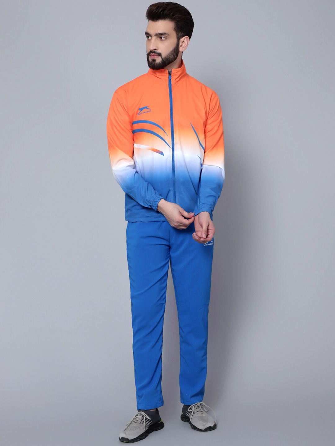 

Shiv Naresh Men Color-Blocked Mid-Rise Fit-Burst Sports Tracksuits, Orange