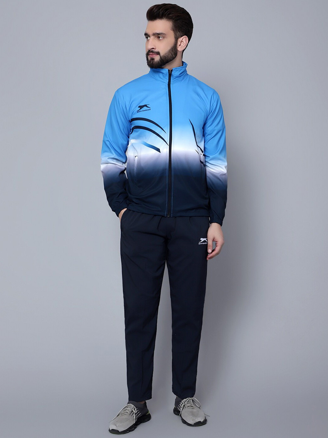 

Shiv Naresh Men Printed Fit-Burst Sports Tracksuit, Blue