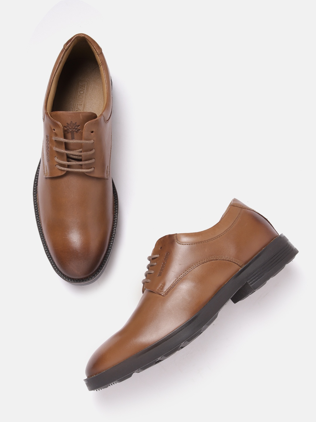 

Woodland Men Leather Formal Derbys, Tan