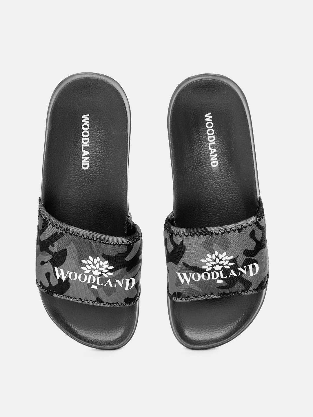 

Woodland Men Camouflaged Printed Sliders, Grey