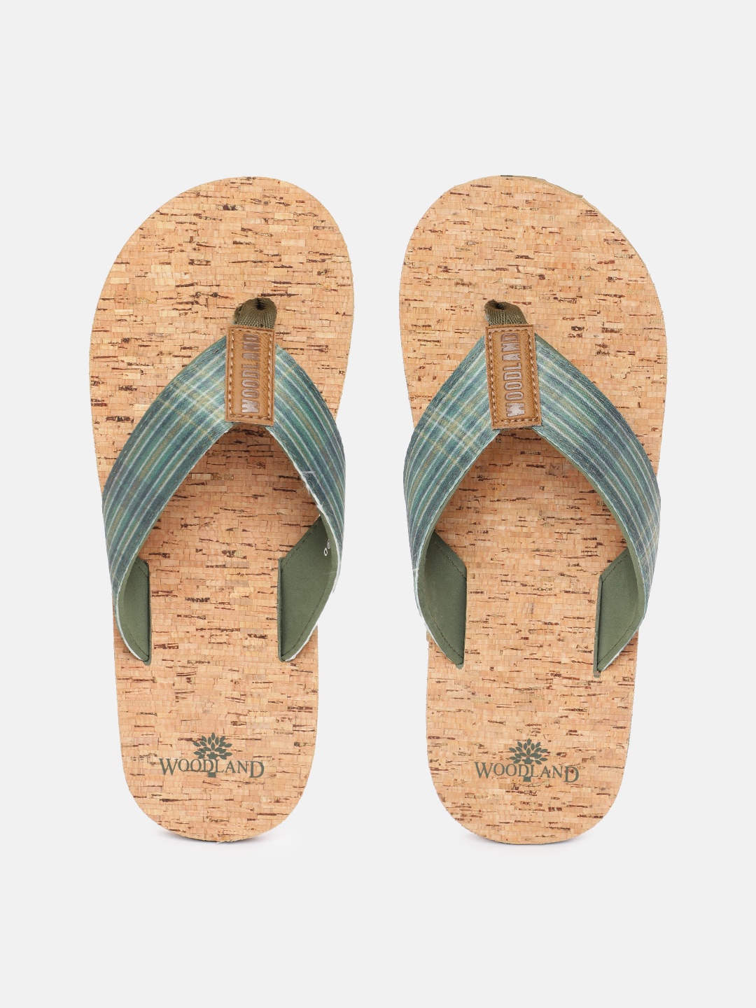 

Woodland Men Striped Thong Flip-Flops, Green