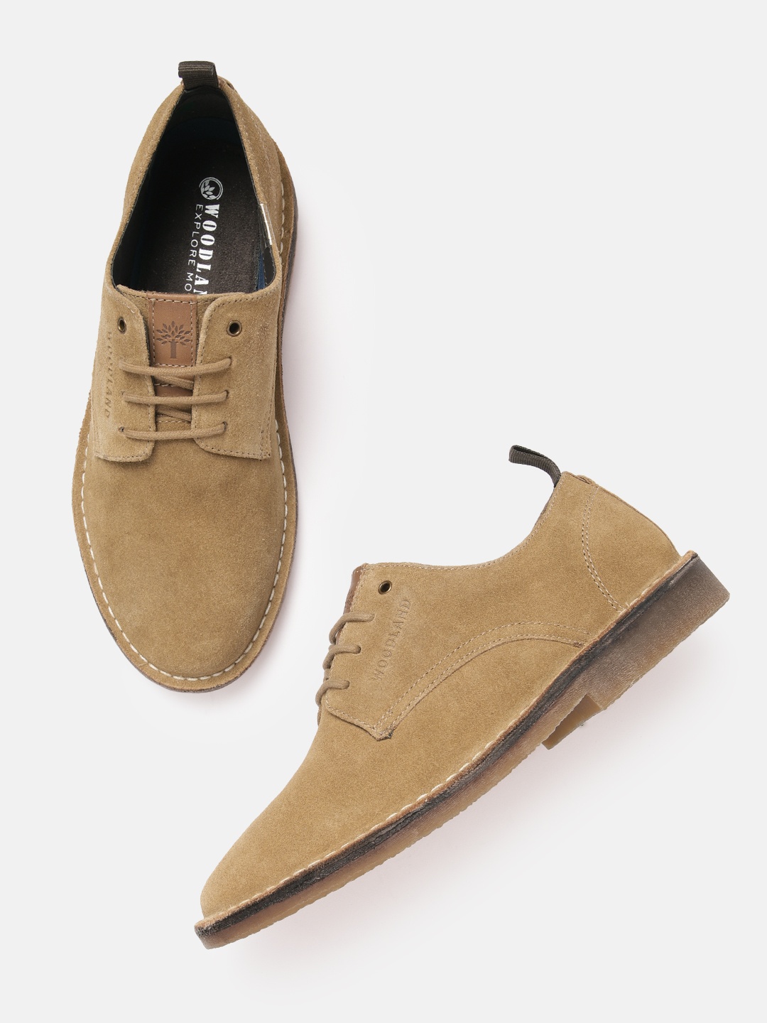 

Woodland Men Leather Casual Derbys, Camel brown