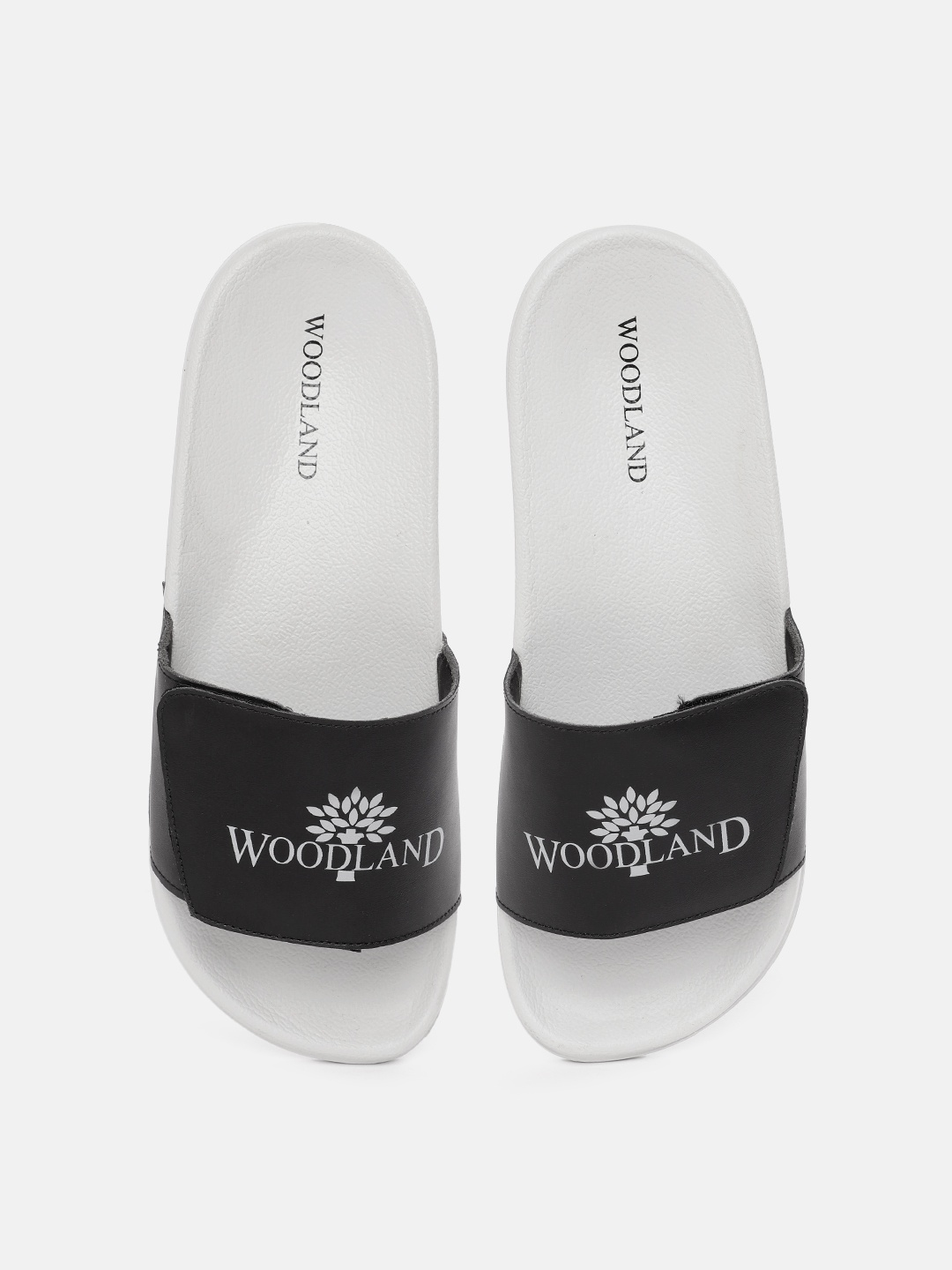 

Woodland Men Brand Logo Printed Sliders, Black