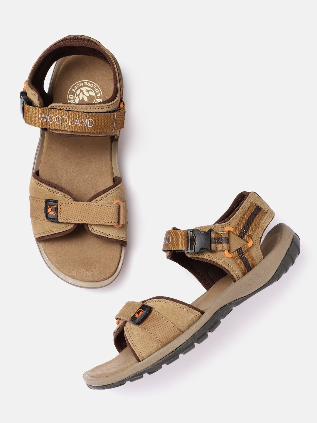 

Woodland Men Textured Detail Comfort Sandals, Camel brown