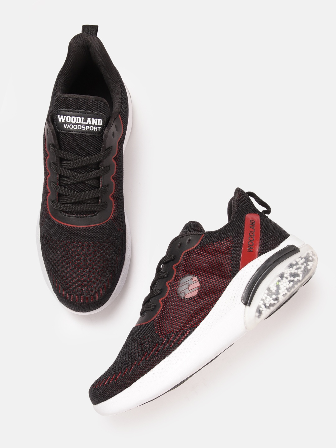 

Woodland Men Woven Design Running Shoes, Black