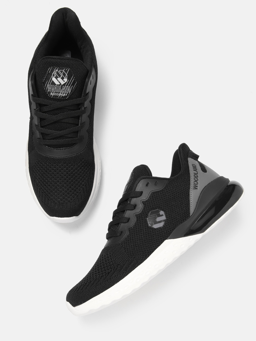 

Woodland Men Woven Design Running Shoes, Black