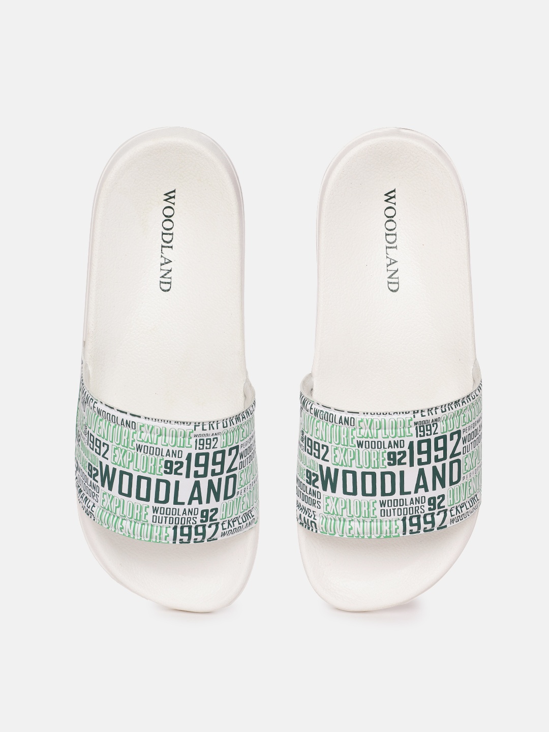 

Woodland Men Brand Logo Printed Sliders, White