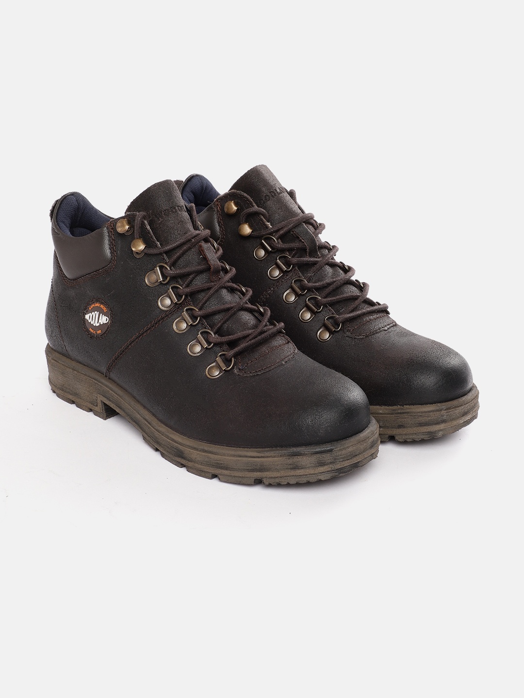 

Woodland Men Mid-Top Regular Boots, Coffee brown