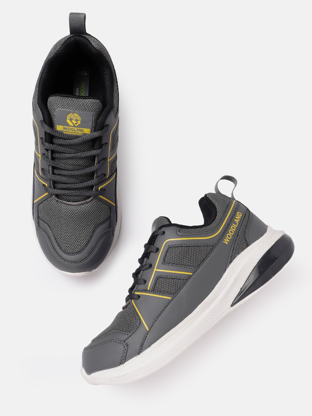 

Woodland Men Woven Design Running Shoes, Grey
