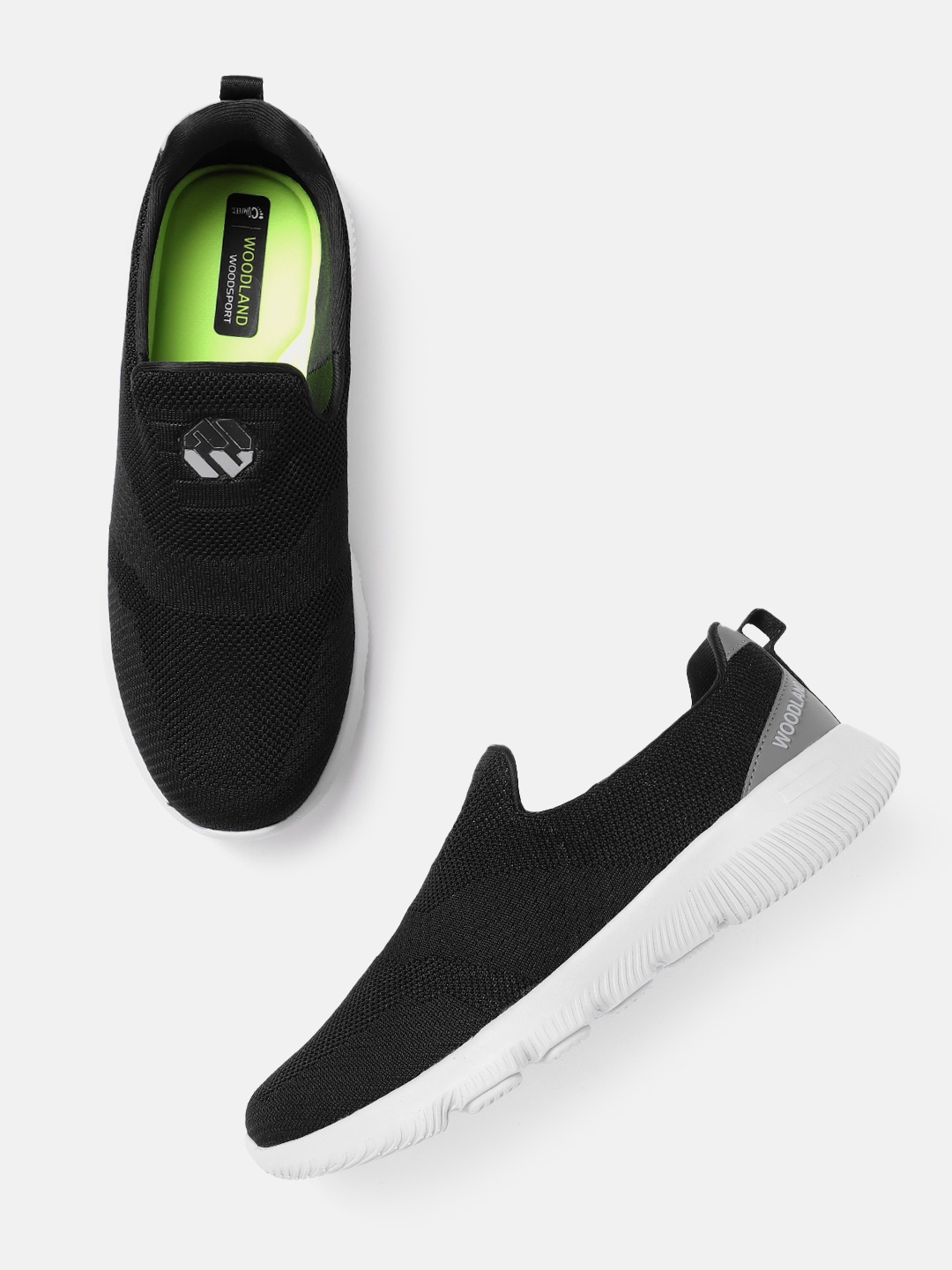 

Woodland Men Woven Design Running Shoes, Black
