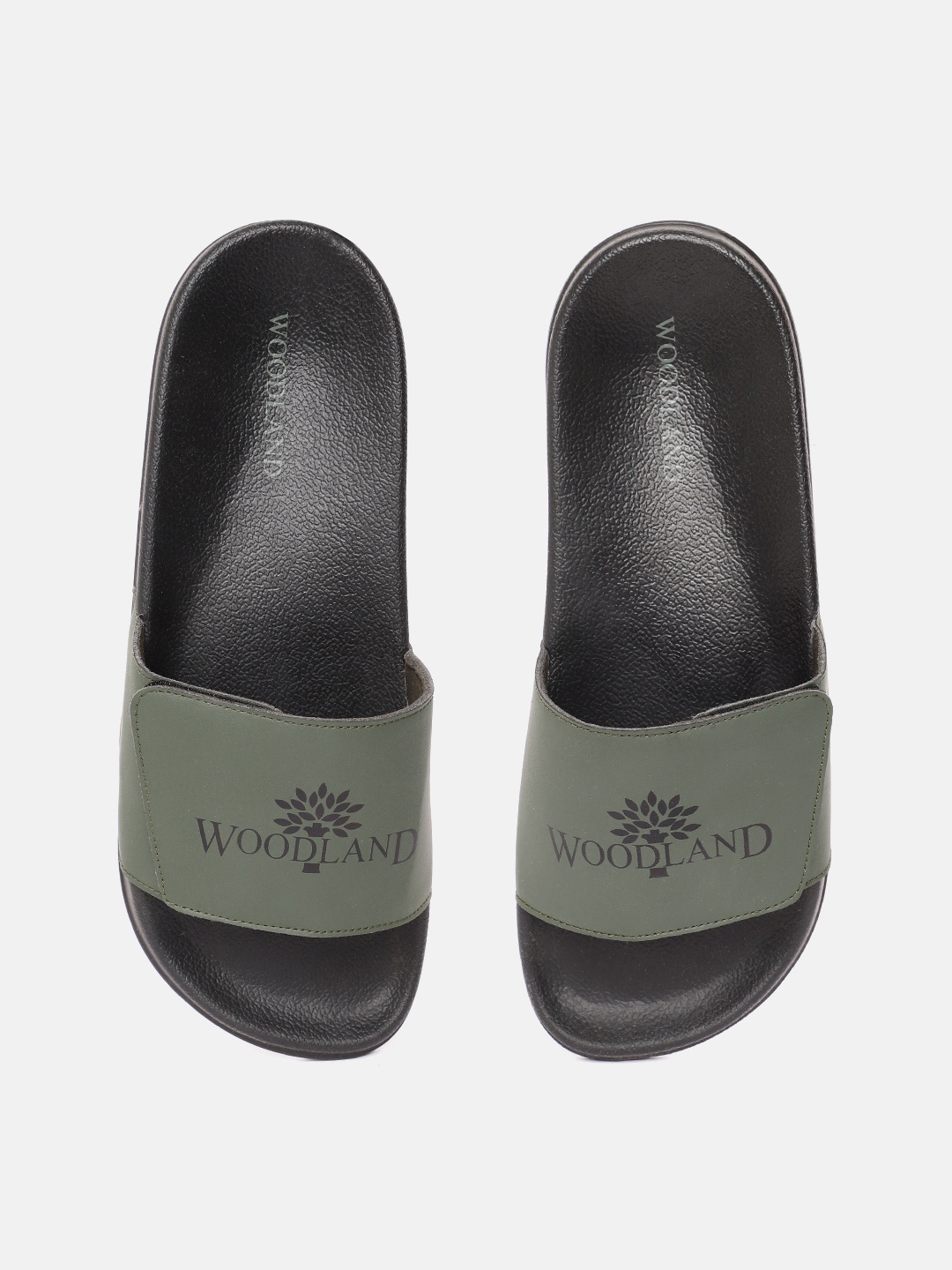 

Woodland Men Brand Logo Printed Sliders, Black