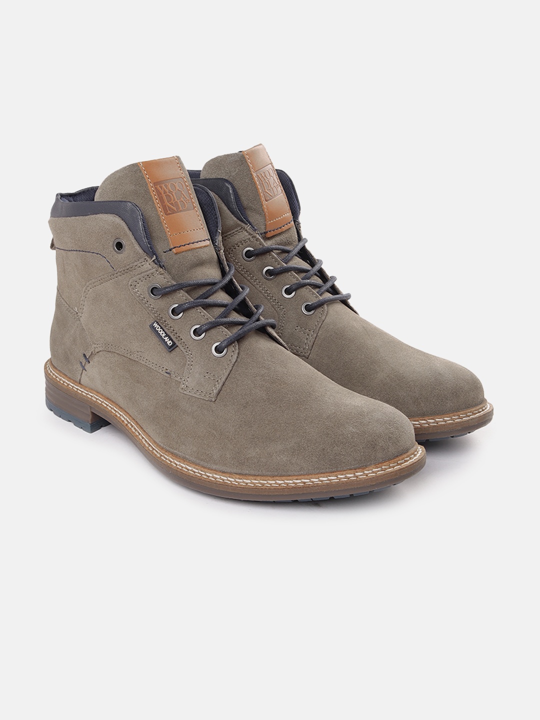 

Woodland Men Suede Mid-Top Regular Boots, Olive