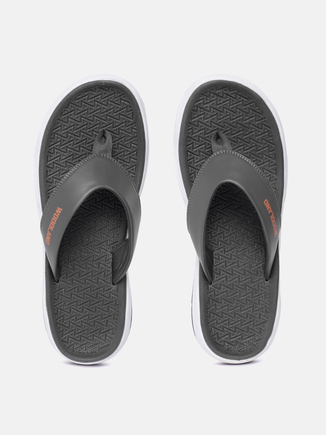 

Woodland Men Brand Logo Printed Thong Flip-Flops, Grey