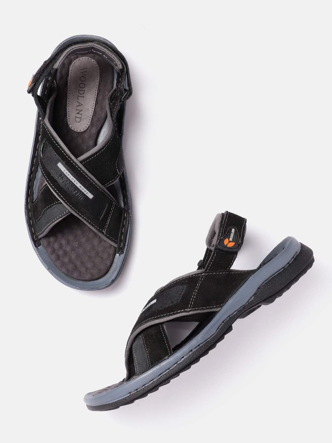 

Woodland Men Suede Comfort Sandals, Black