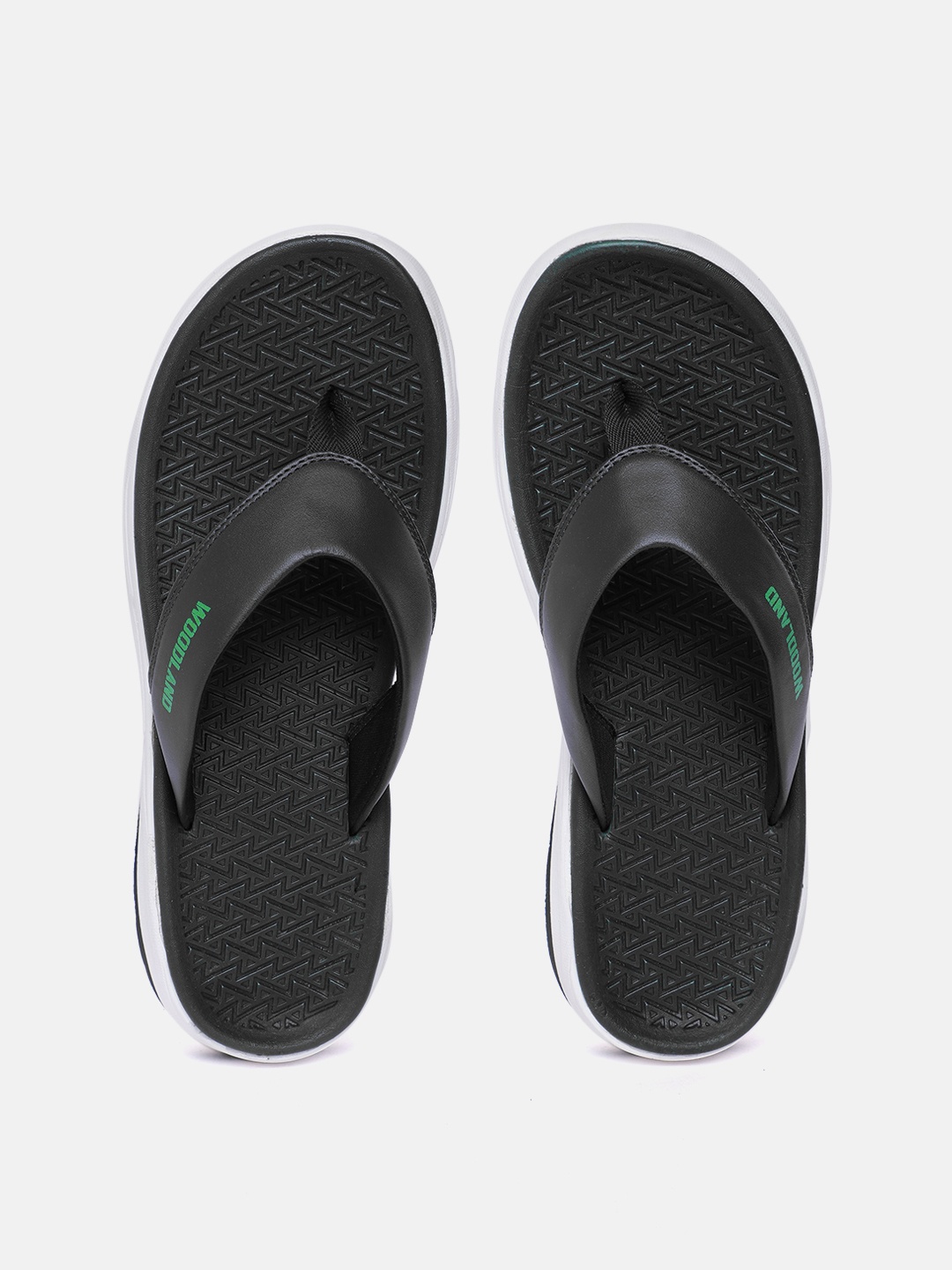 

Woodland Men Brand Logo Printed Thong Flip-Flops, Black