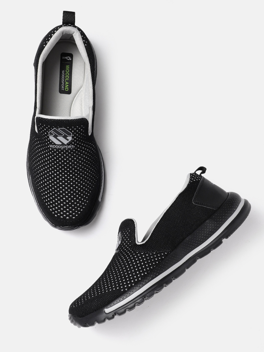 

Woodland Men Woven Design Running Shoes, Black
