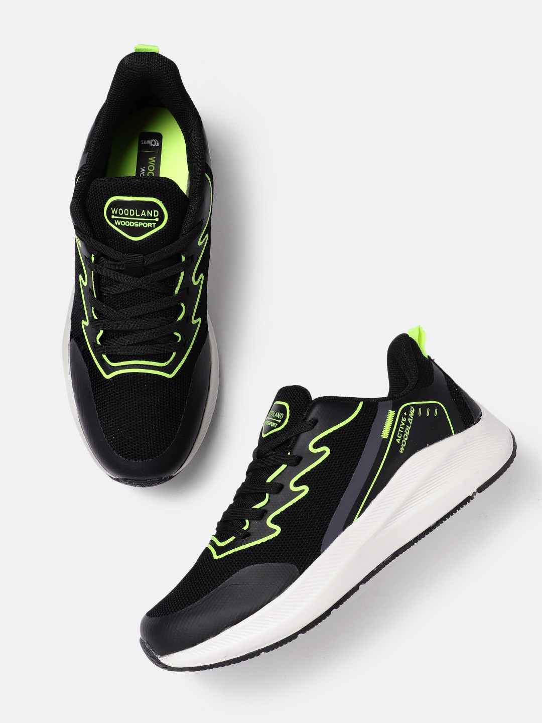

Woodland Men Woven Design Running Shoes, Black