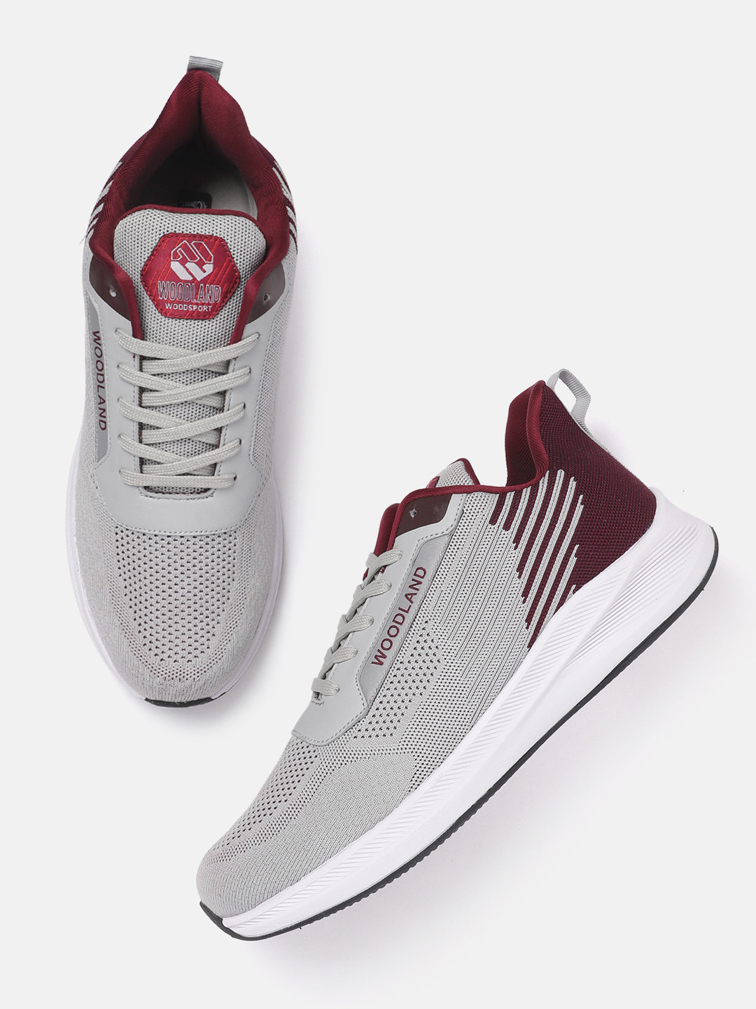 

Woodland Men Woven Design Running Shoes, Grey