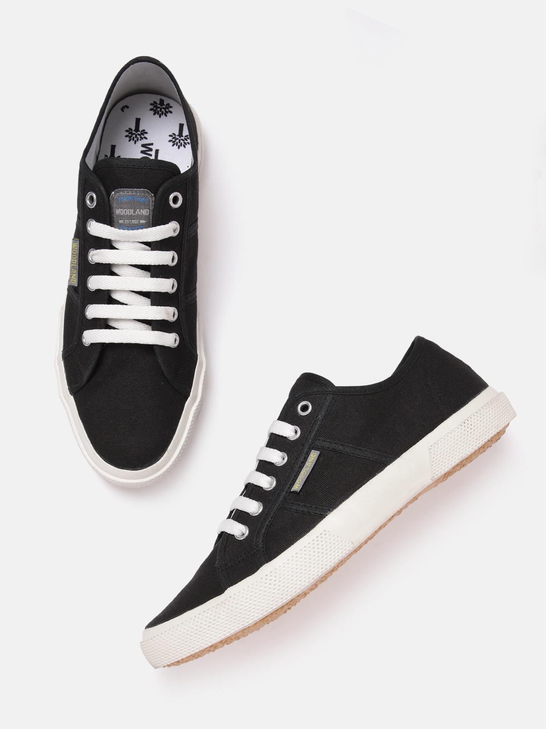 

Woodland Men Round Toe Sneakers, Black