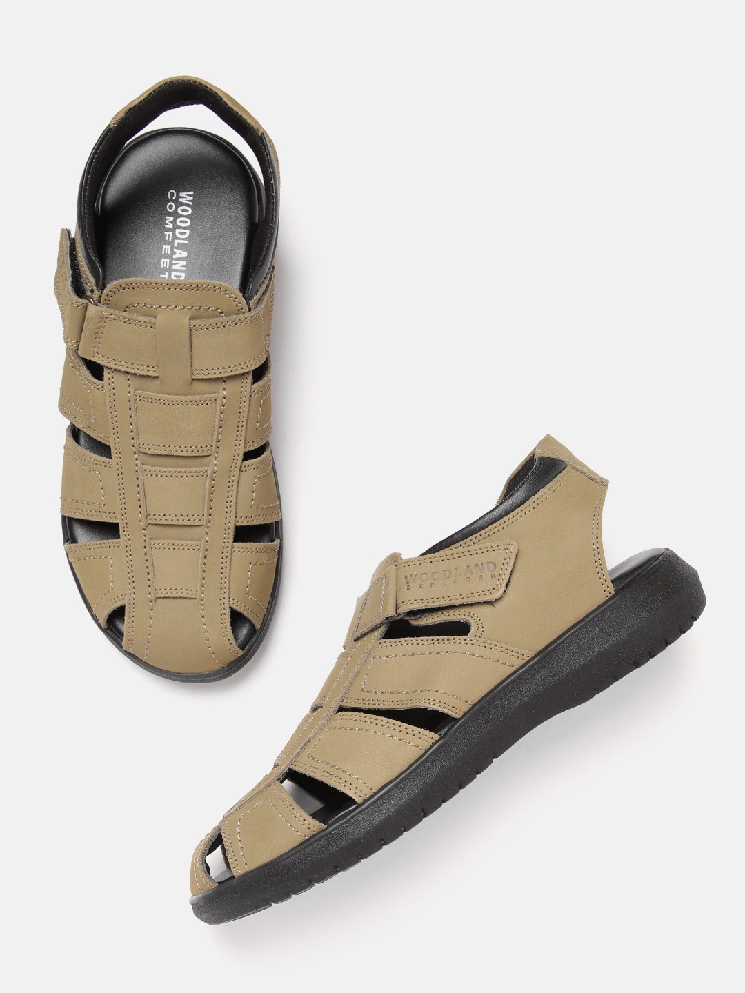 

Woodland Men Leather Fisherman Sandals, Khaki