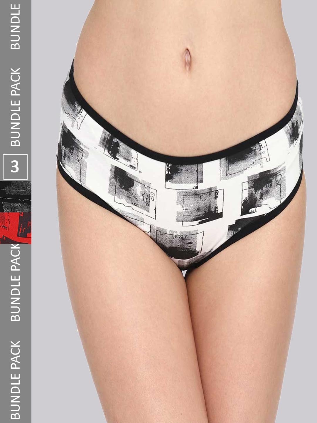 

Skidlers Pack Of 3 Assorted Mid-Rise Antibacterial Cotton Bikini Briefs