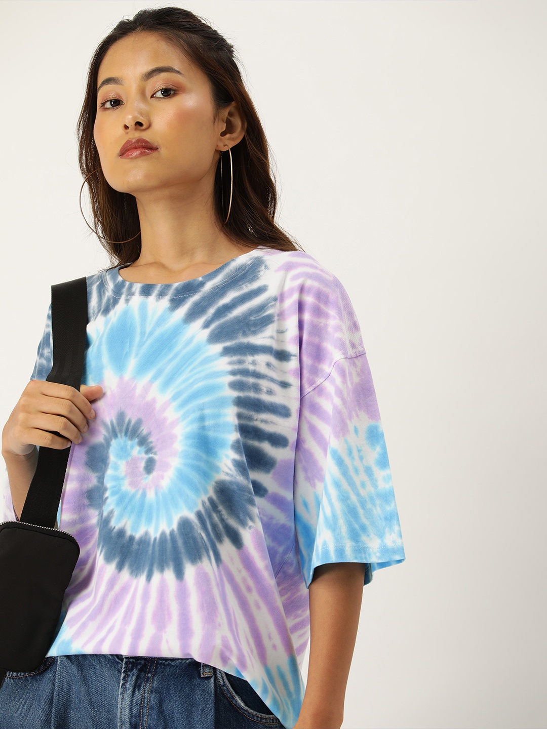 

Kook N Keech Tie and Dyed Drop-Shoulder Sleeves Loose Cotton T-shirt, White