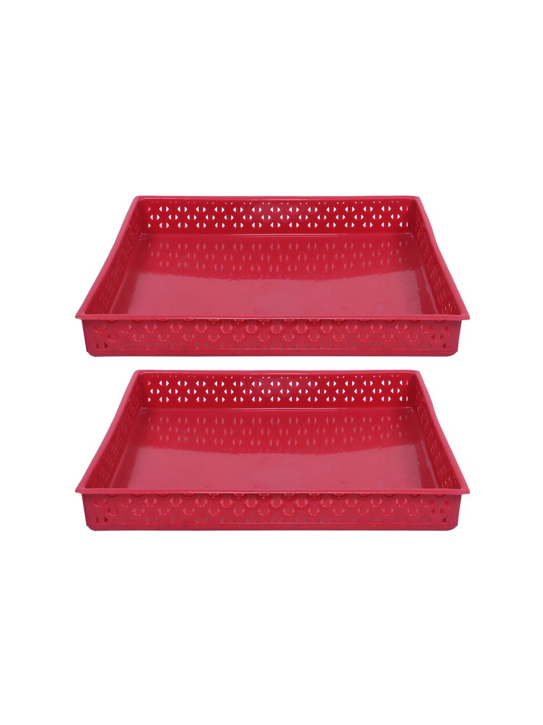 

Kuber Industries Maroon 2 Pieces Textured Storage Trays