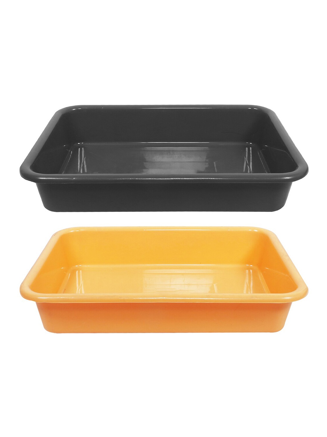 

Kuber Industries Versatile Yellow & Black 2-Pieces Lightweight Storage Trays