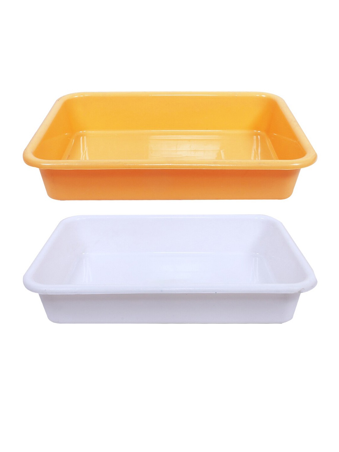 

Kuber Industries Yellow & White 2-Pieces Water Resistant Storage Trays