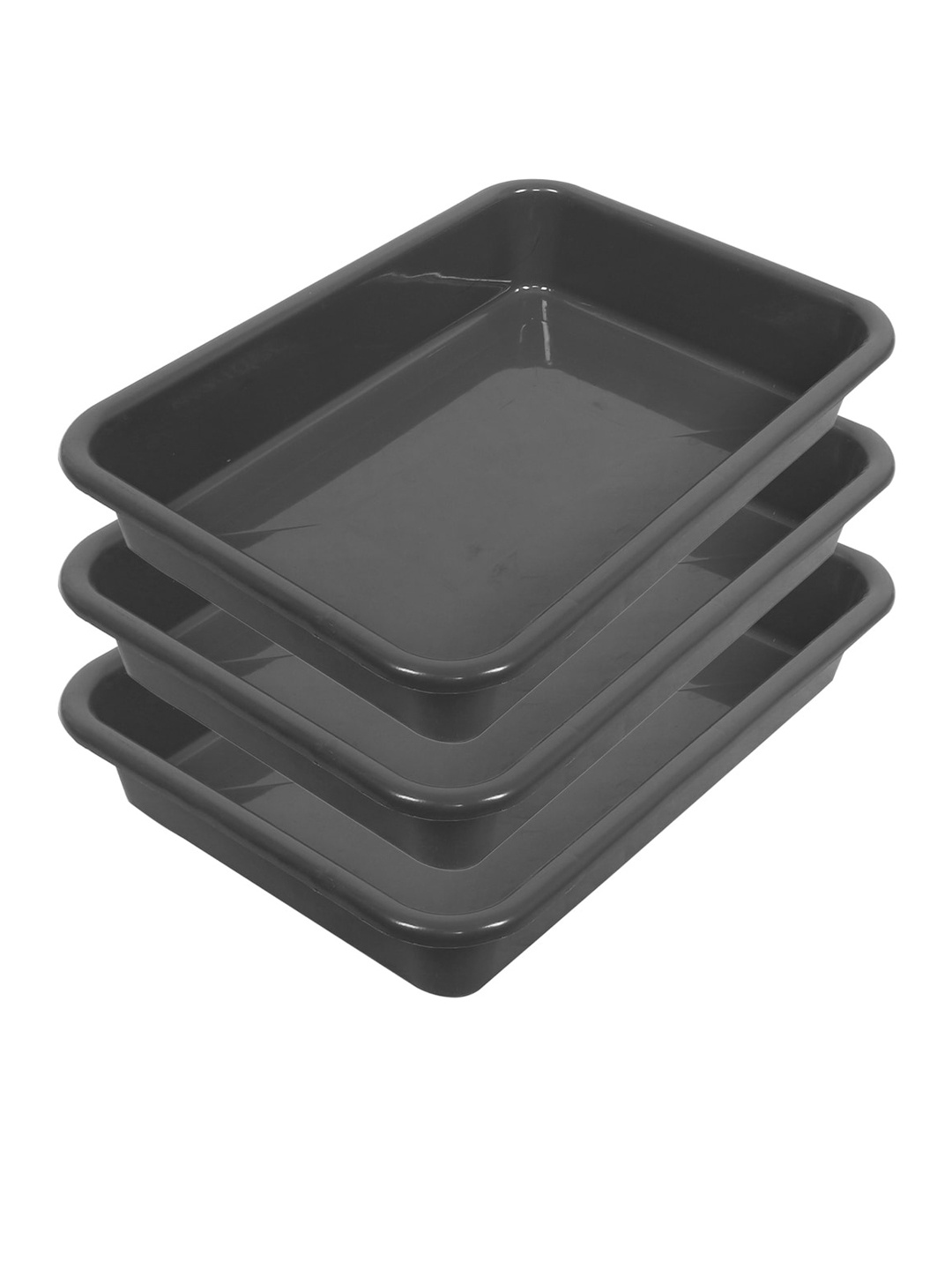 

Kuber Industries Black 3-Pieces Water Resistant Storage Trays, Grey