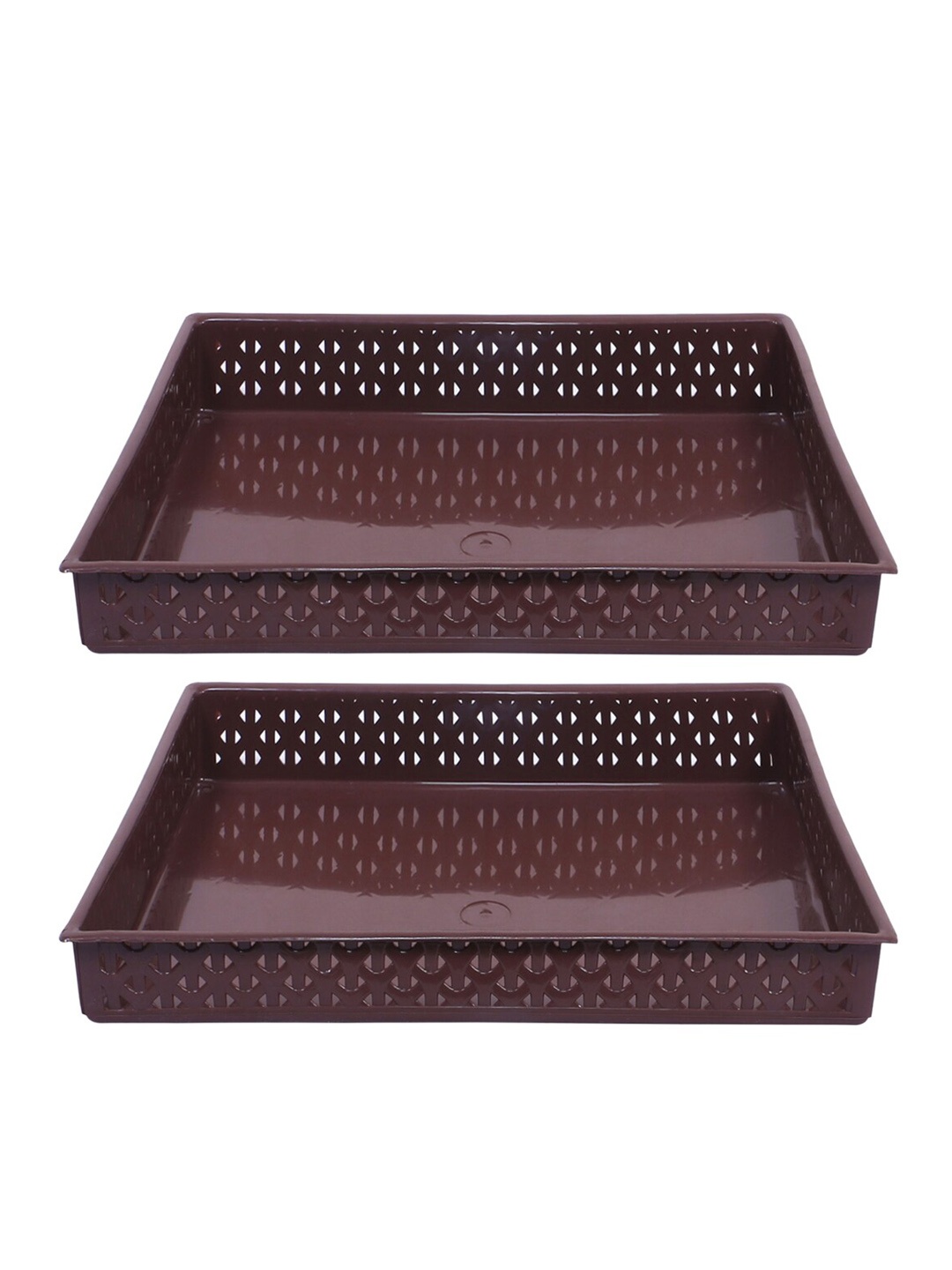 

Kuber Industries Brown 2 Pieces Textured Storage Trays
