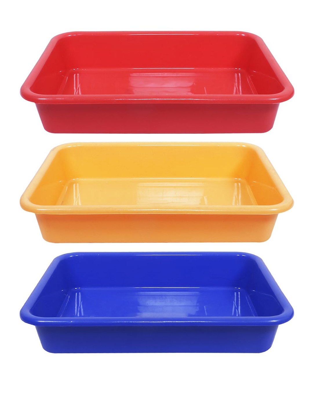 

Kuber Industries Red & Blue 3 Pieces Versatile BPA-free & Lightweight Storage Trays