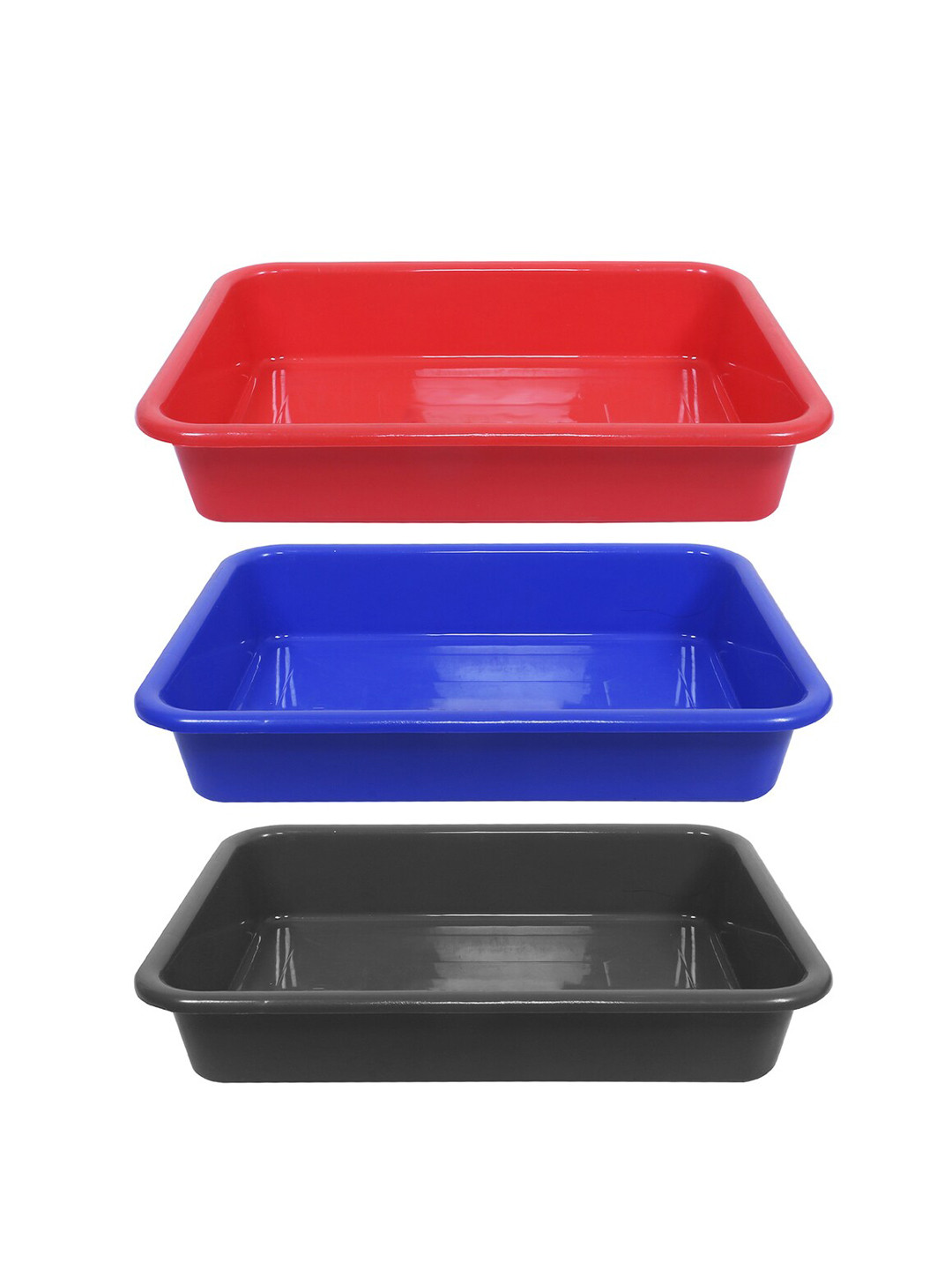 

Kuber Industries 3 Pieces Black & Blue Storage Tray