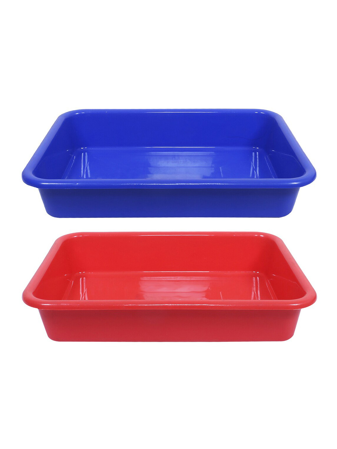 

Kuber Industries 2 Pieces Blue & Red Storage Tray