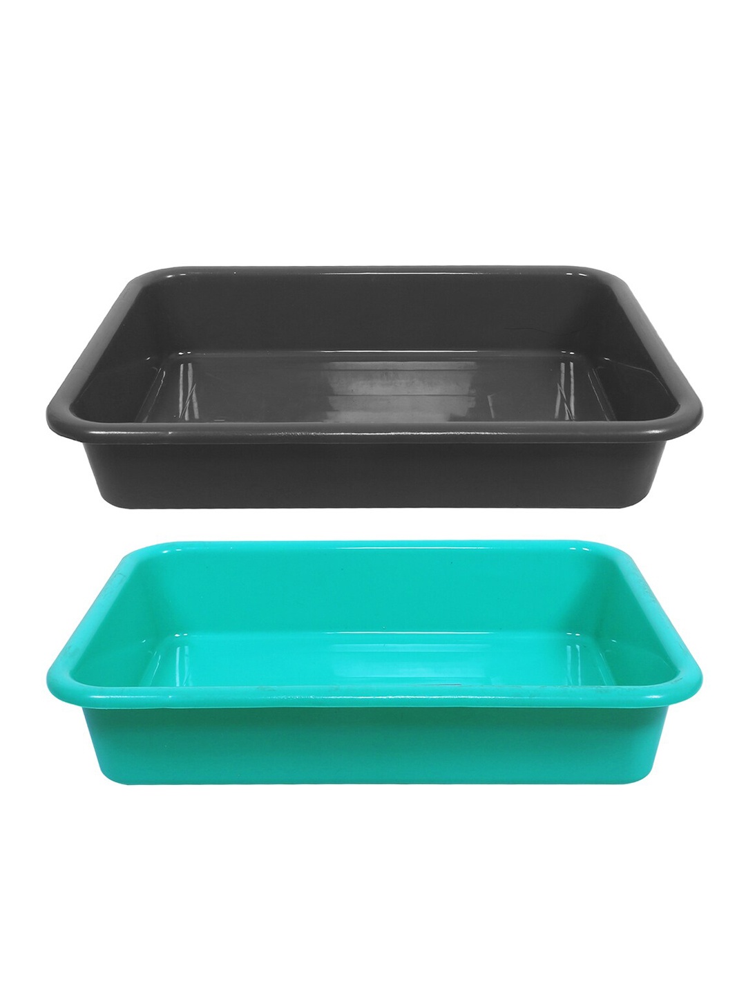 

Kuber Industries Grey & Green 2 Pieces Versatile BPA-free & Lightweight Storage Trays