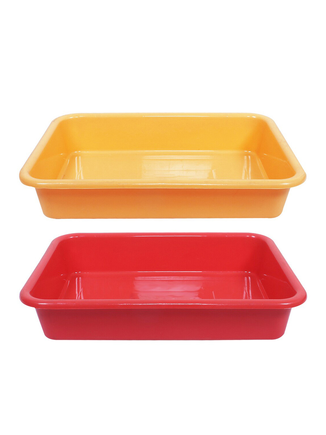 

Kuber Industries Yellow & Red 2 Pieces Versatile BPA-free & Lightweight Storage Trays