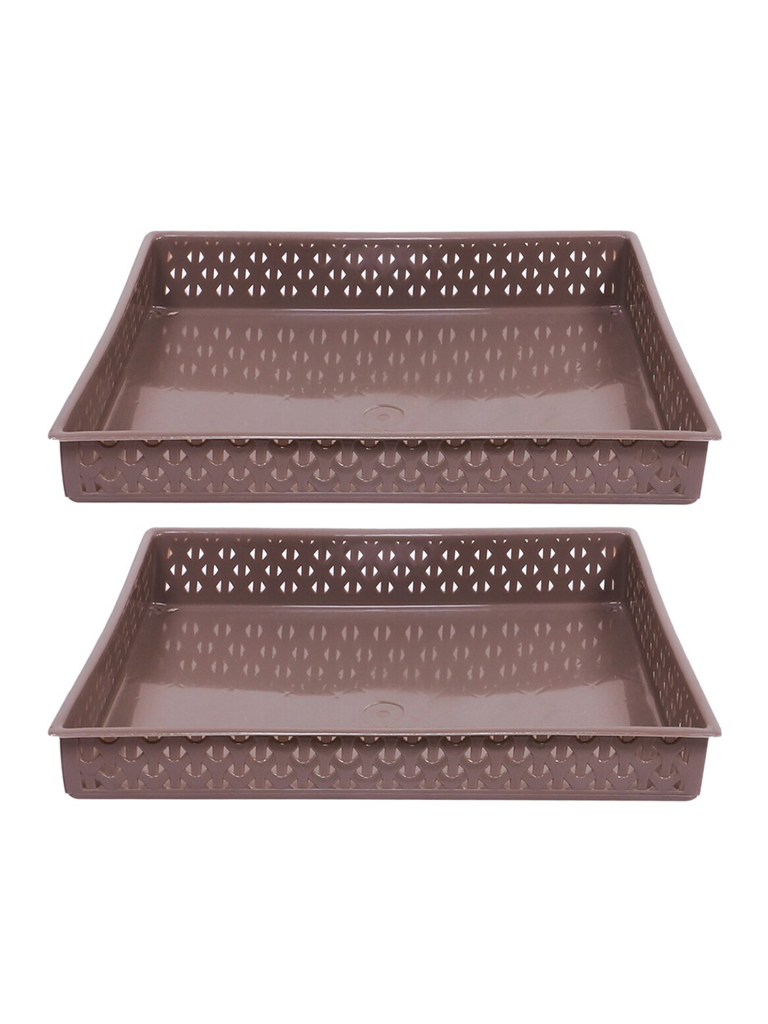 

Kuber Industries 2 Pieces Brown Textured Storage Trays