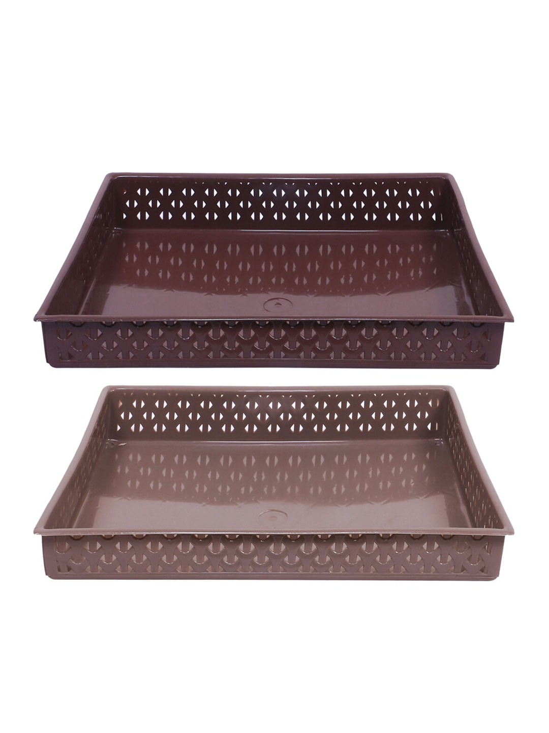 

Kuber Industries Brown 2 Pieces Textured Storage Trays