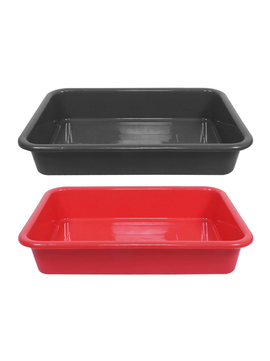 

Kuber Industries 2 Pieces Red & Black Storage Trays