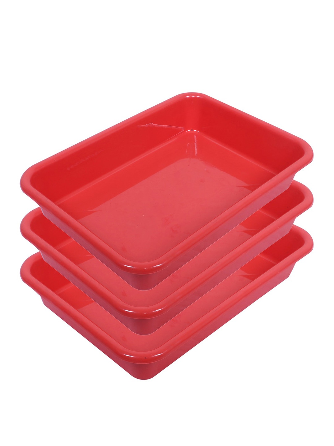 

Kuber Industries 3 Pieces Red Storage Tray