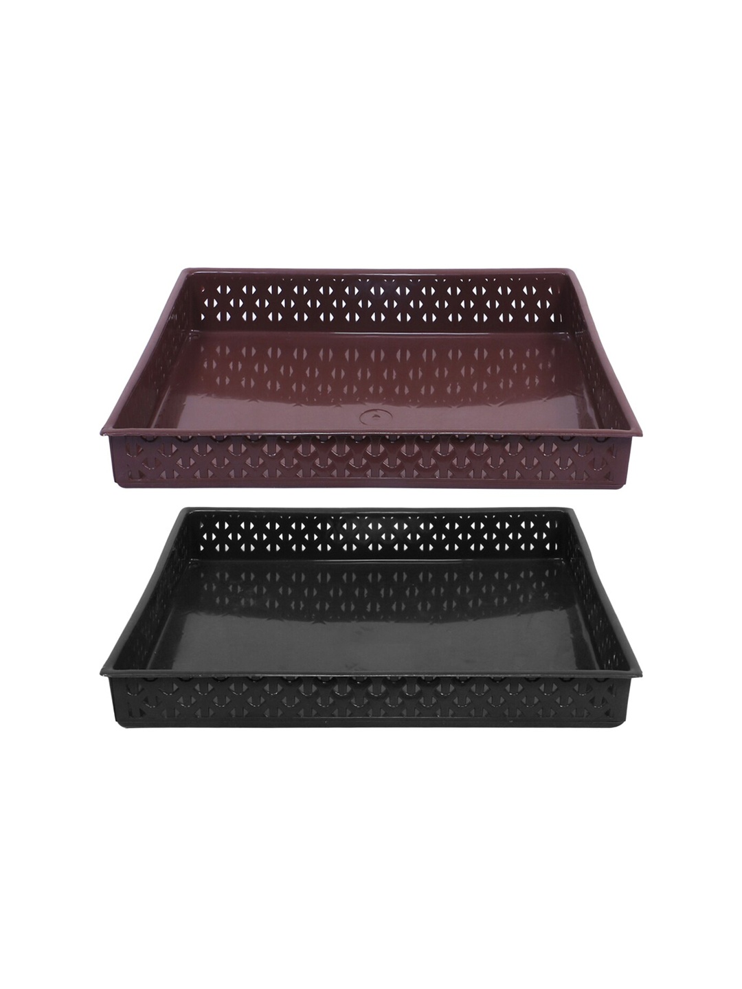 

Kuber Industries Black & Purple 2 Pieces Textured Storage Trays