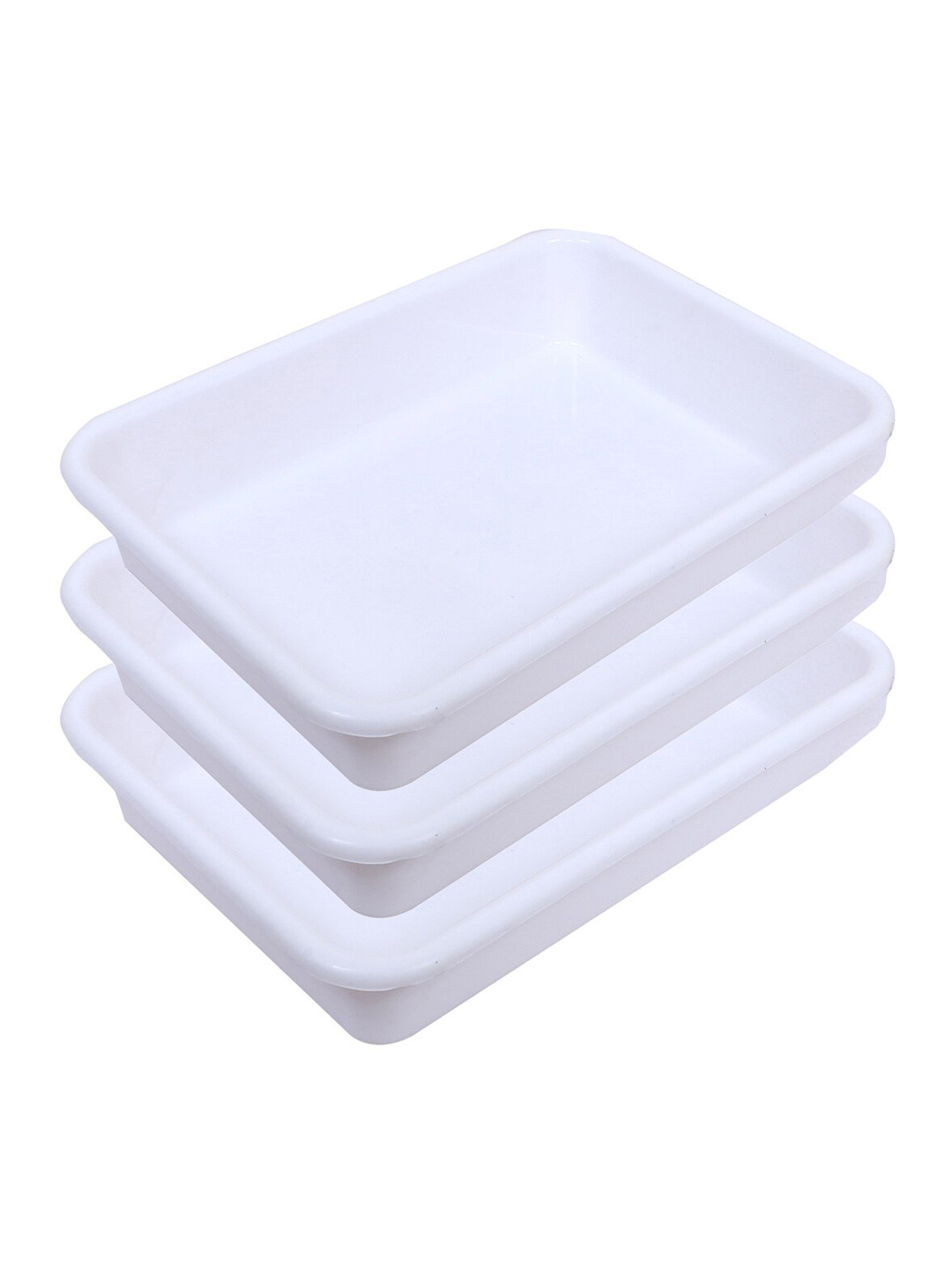 

Kuber Industries 3 Pieces Storage Tray, White