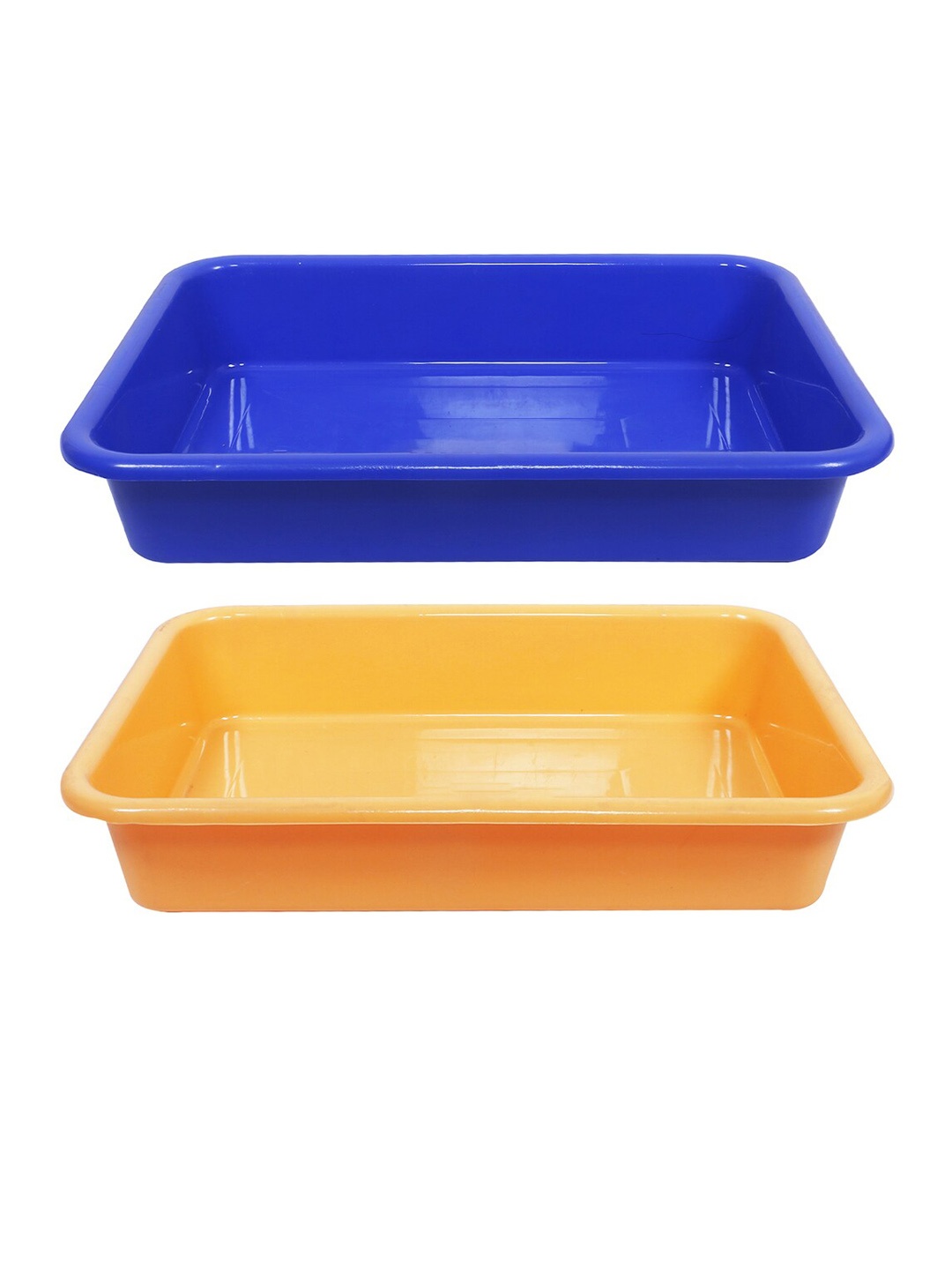 

Kuber Industries Yellow & Blue 2 Pieces Versatile Plastic Storage Trays