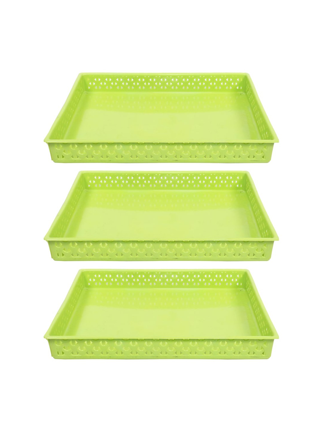 

Kuber Industries Versatile Green 3-Pieces Textured Lightweight Storage Trays