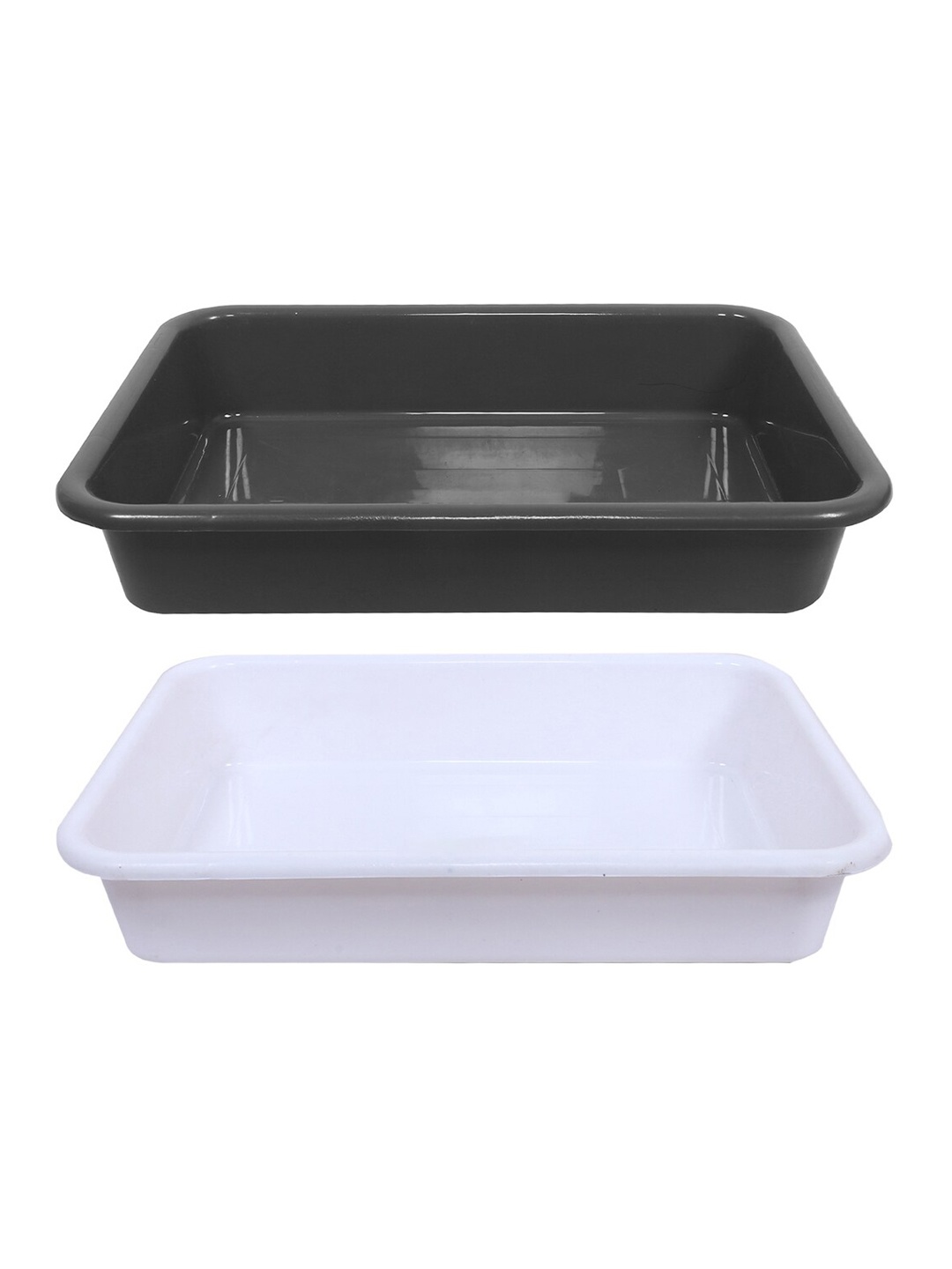 

Kuber Industries Black & White 2 Pieces Versatile Plastic Storage Trays