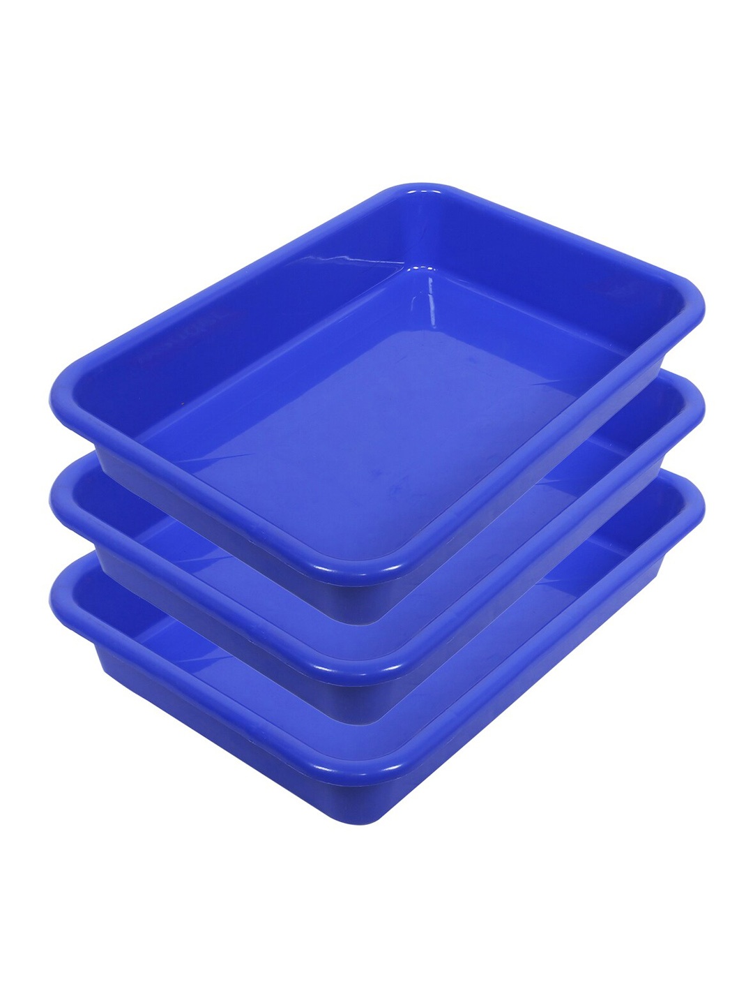 

Kuber Industries Blue 3 Pieces Versatile Plastic Storage Trays