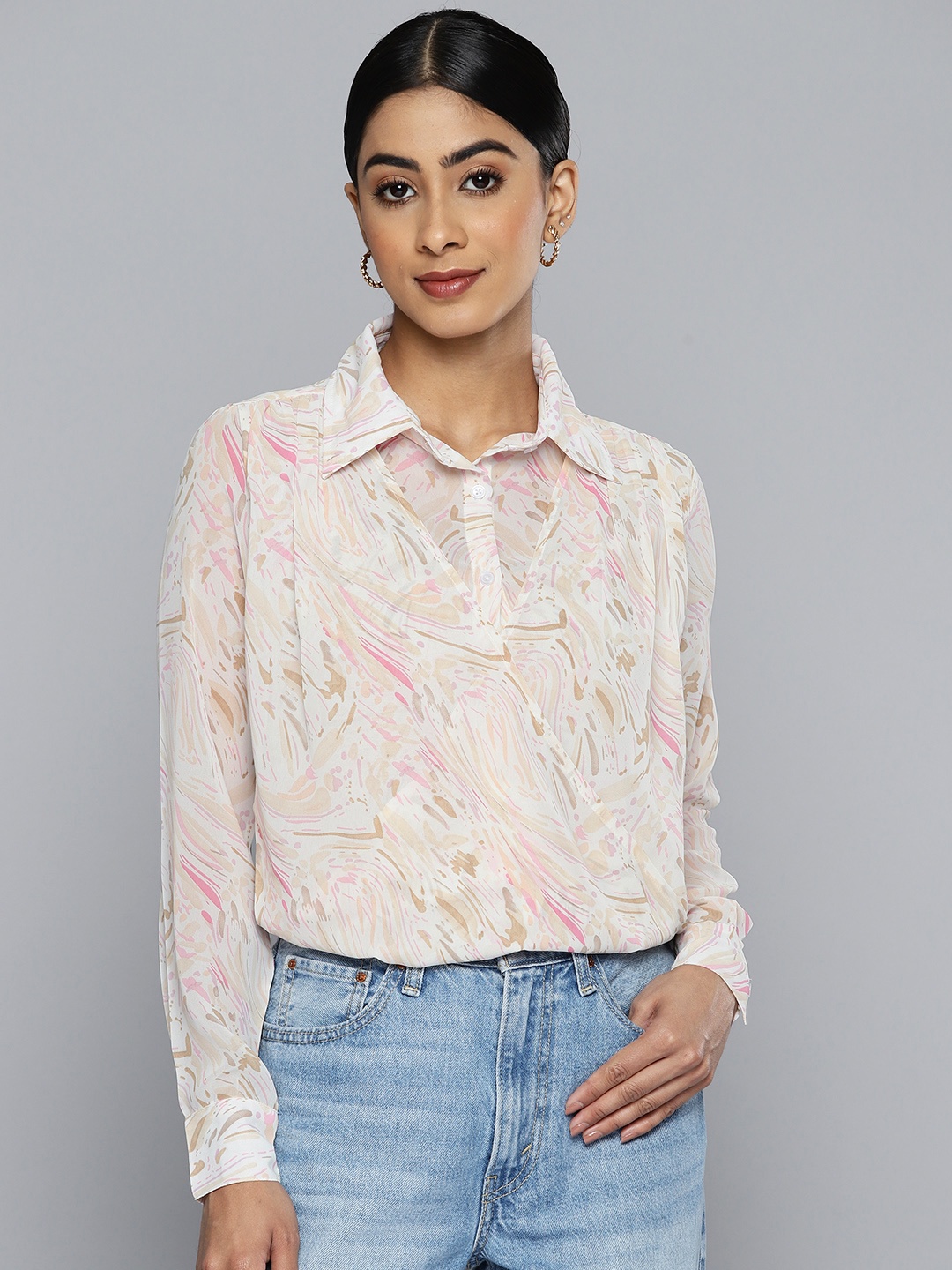 

VividArtsy Abstract Printed Casual Shirt, Off white